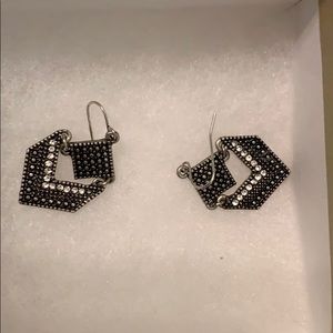black and gray sparkle dangle earrings